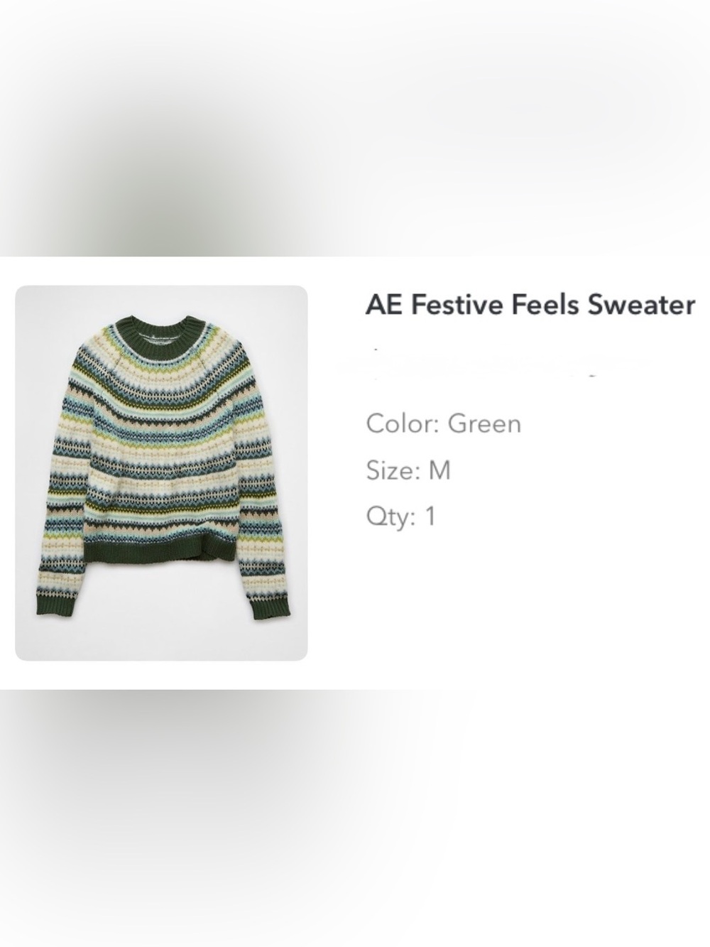 American Eagle Festive Feels Green Fair Isle Sweater